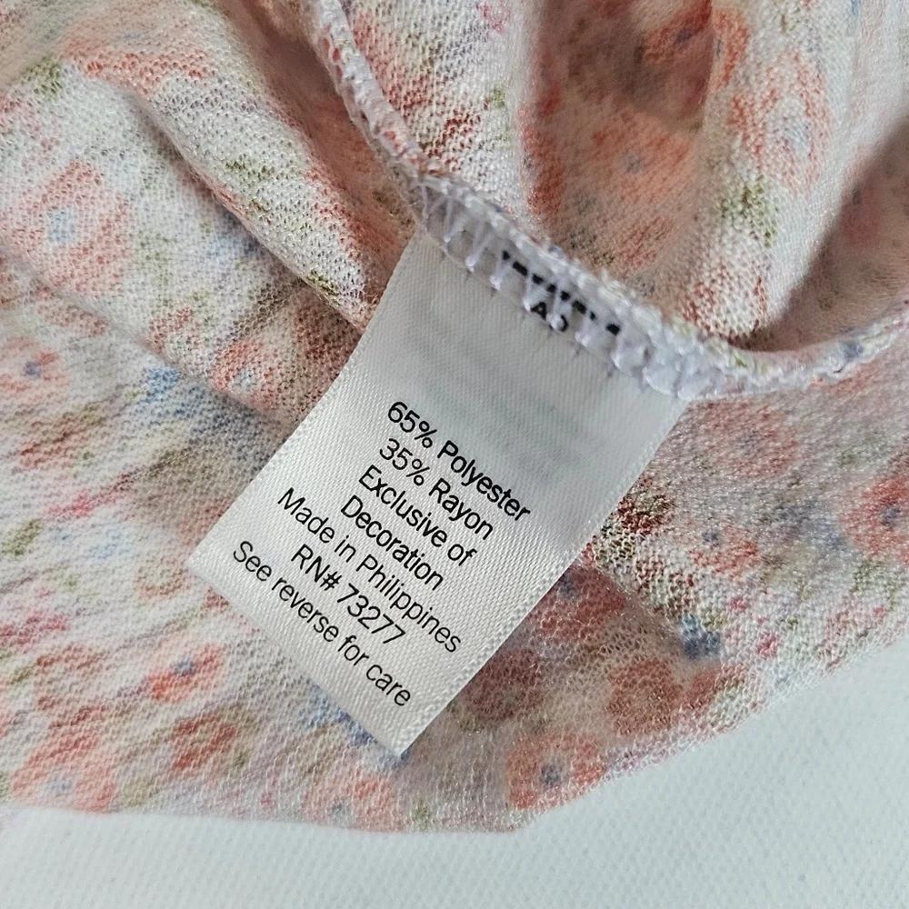 LC Lauren Conrad Floral Blouse Womens Large Multicolor Flutter Sleeve Boho Top - Picture 5 of 5